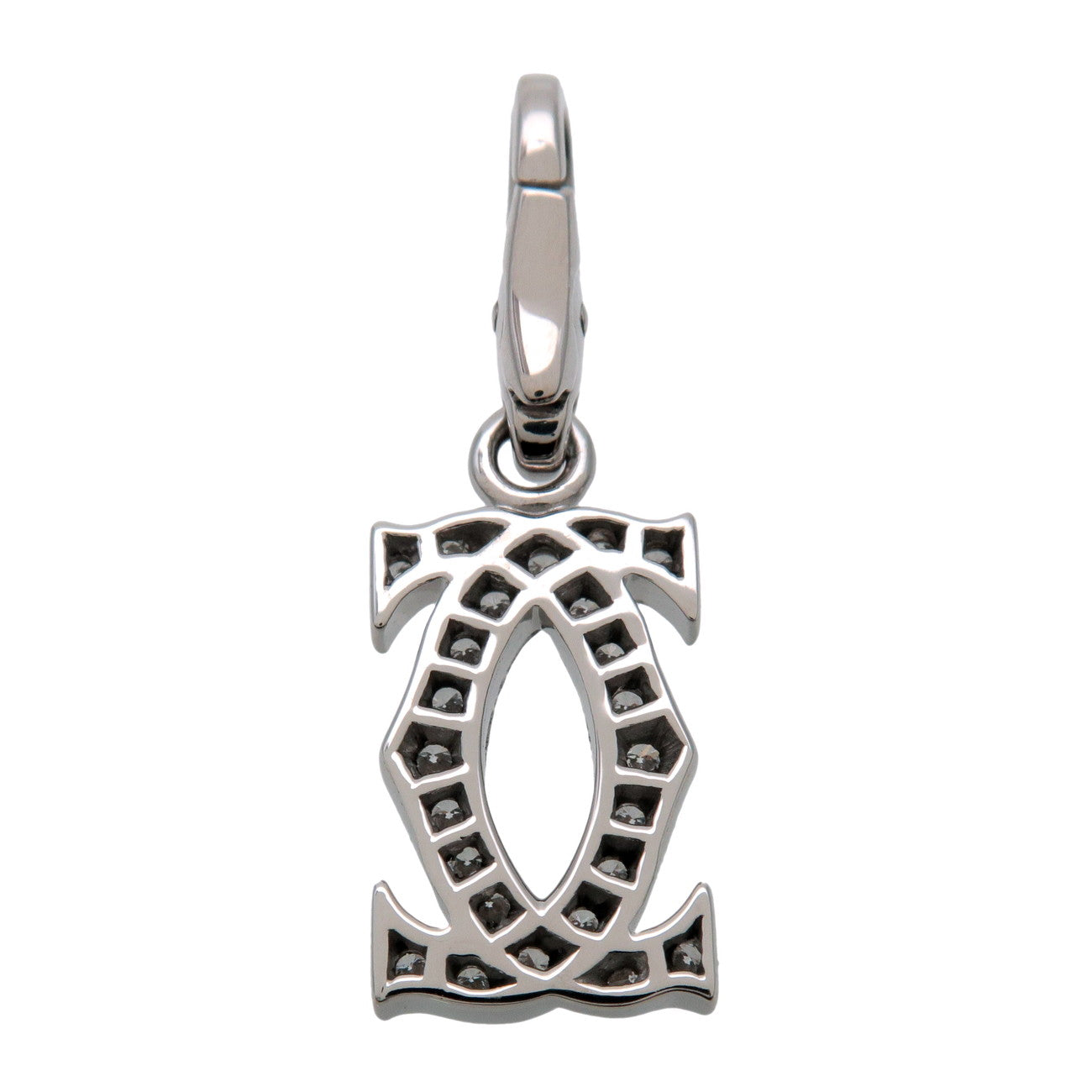 Cartier 2C Diamond Charm Pendant Top Necklace Top K18WG White Gold