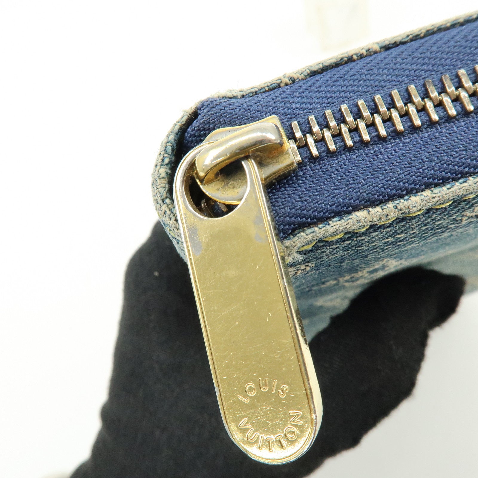 Louis Vuitton Monogram Denim Zippy Wallet Long Wallet Blue M95341