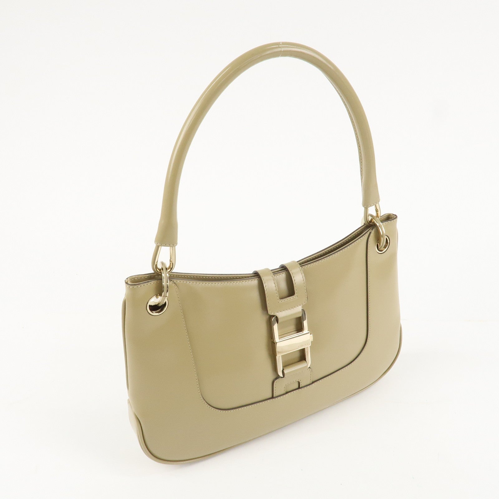 GUCCI Leather Shoulder Bag Hand Bag Beige 001.4150.002058 Used