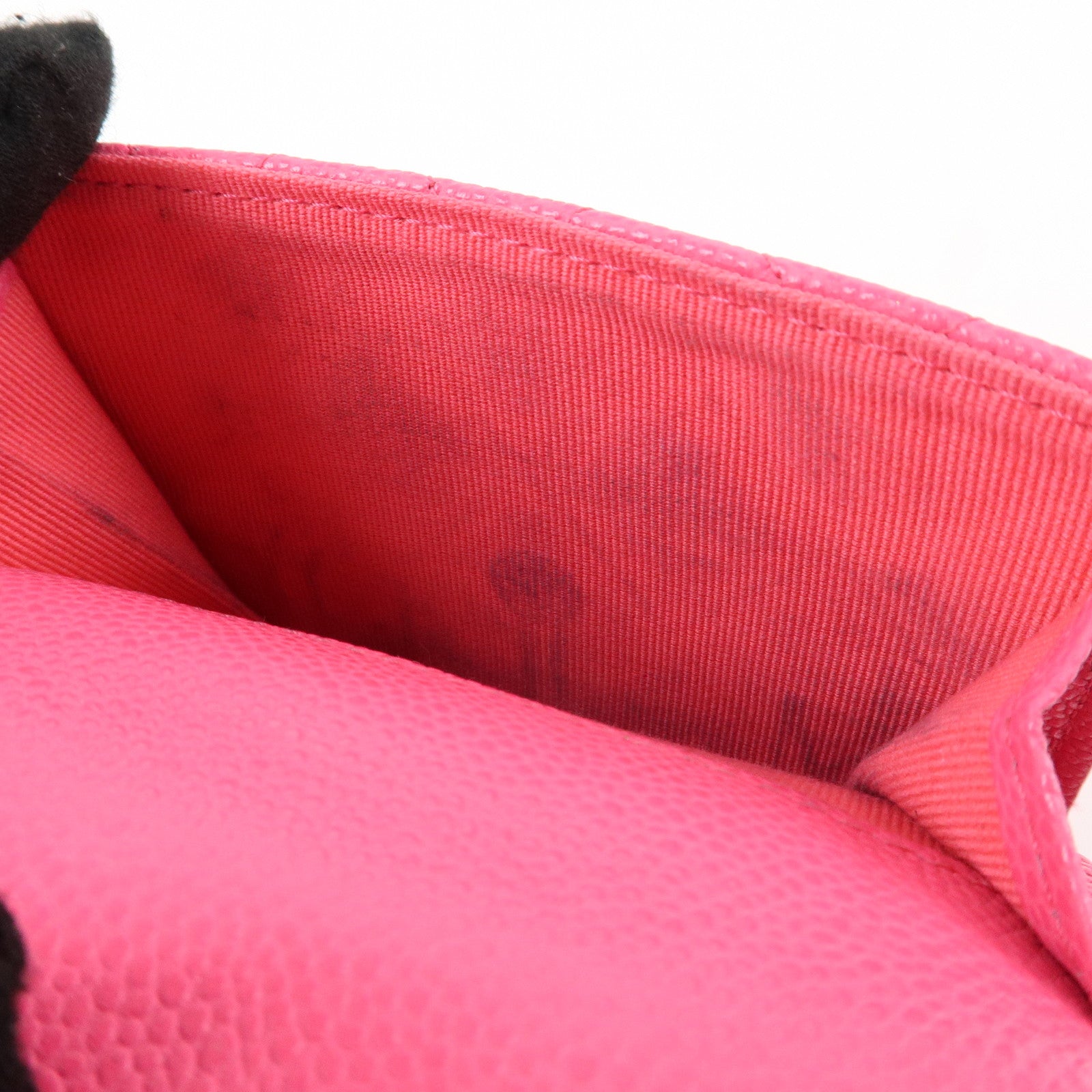 CHANEL Matelasse Caviarskin Classic Small Flap Wallet Pink AP0230 Used