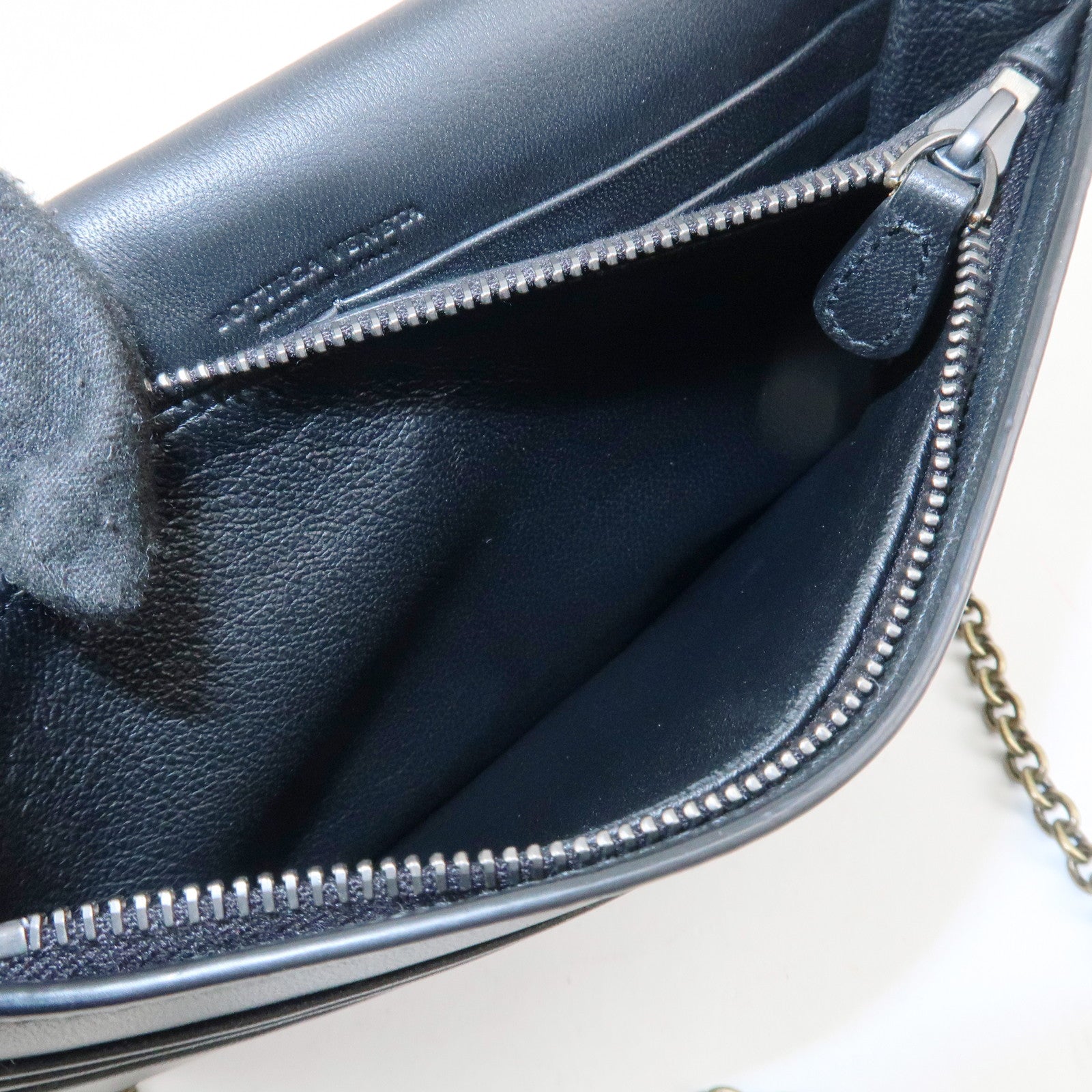 BOTTEGA VENETA  Intrecciato Leather Chain Shoulder Bag Black 508752 Used