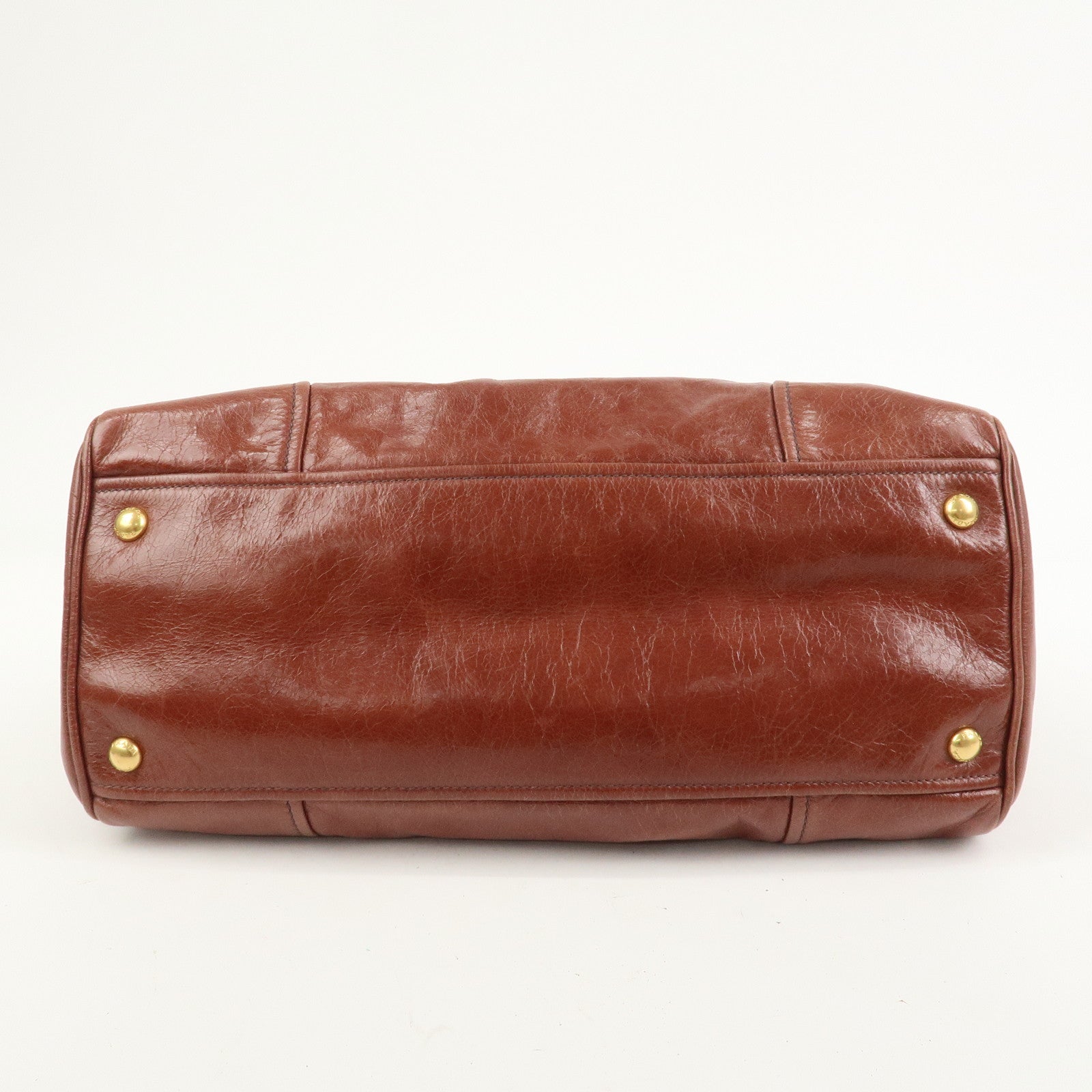 PRADA Logo Leather 2Way Hand Bag Shoulder Bag Brown BN2324