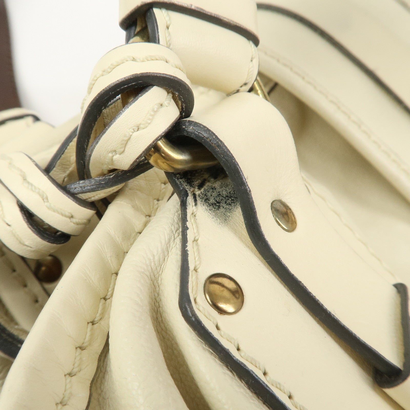 Chloe Kerala Leather Shoulder Bag Hand Bag Ivory Brown