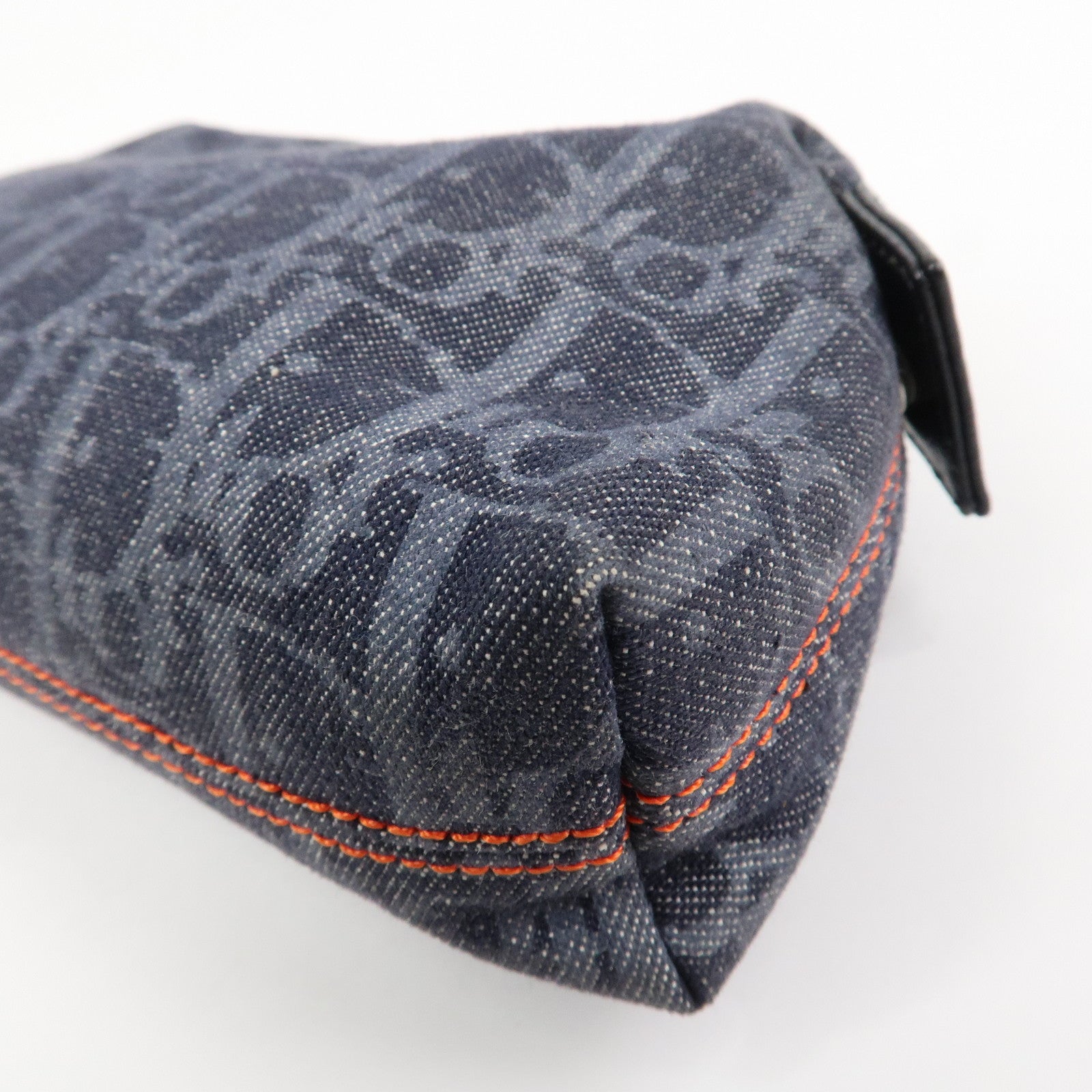 Christian Dior Denim Cosmetic Pouch Indigo Blue Orange