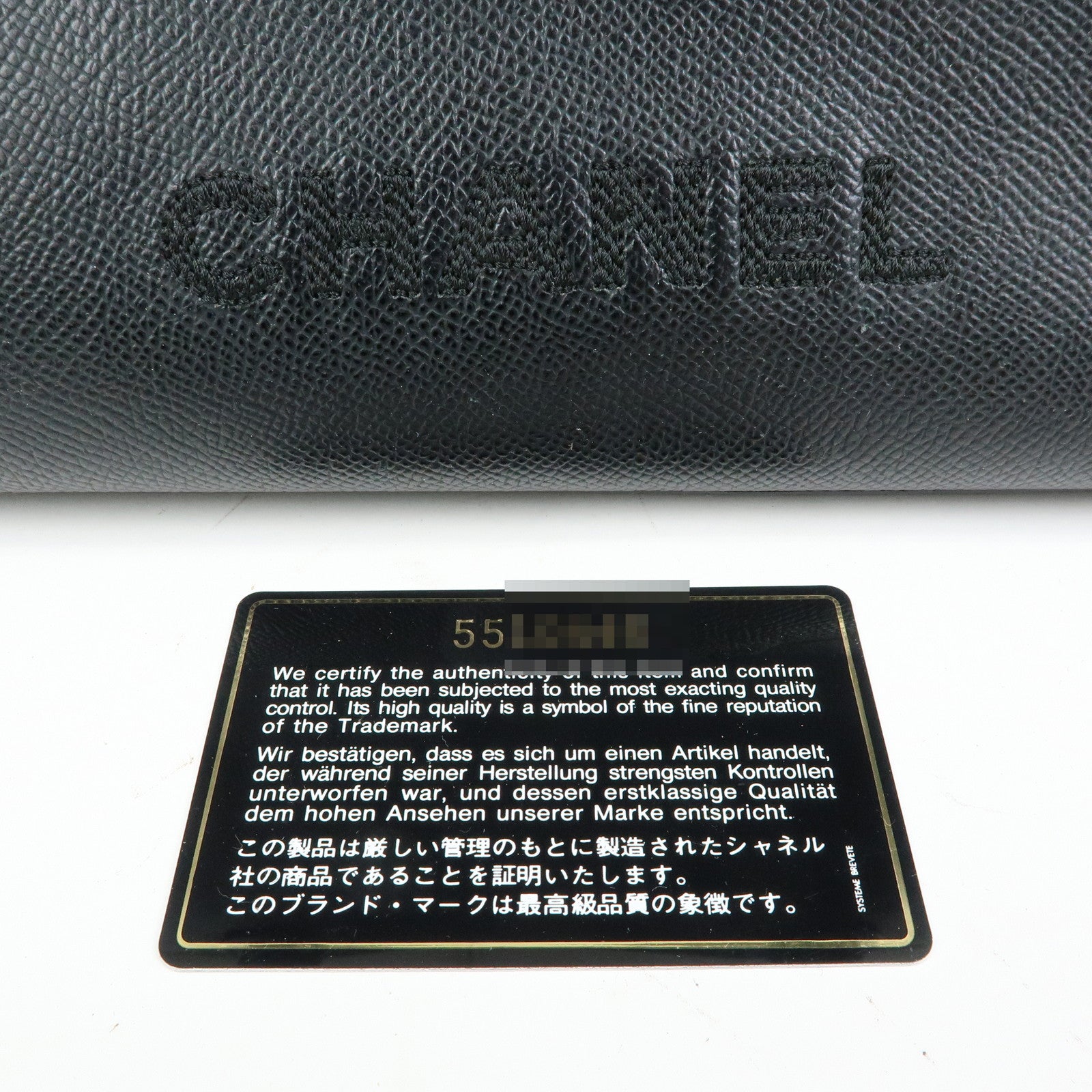 CHANEL Logo Calf Leather Tote Bag Shoulder Bag Hand Bag Black