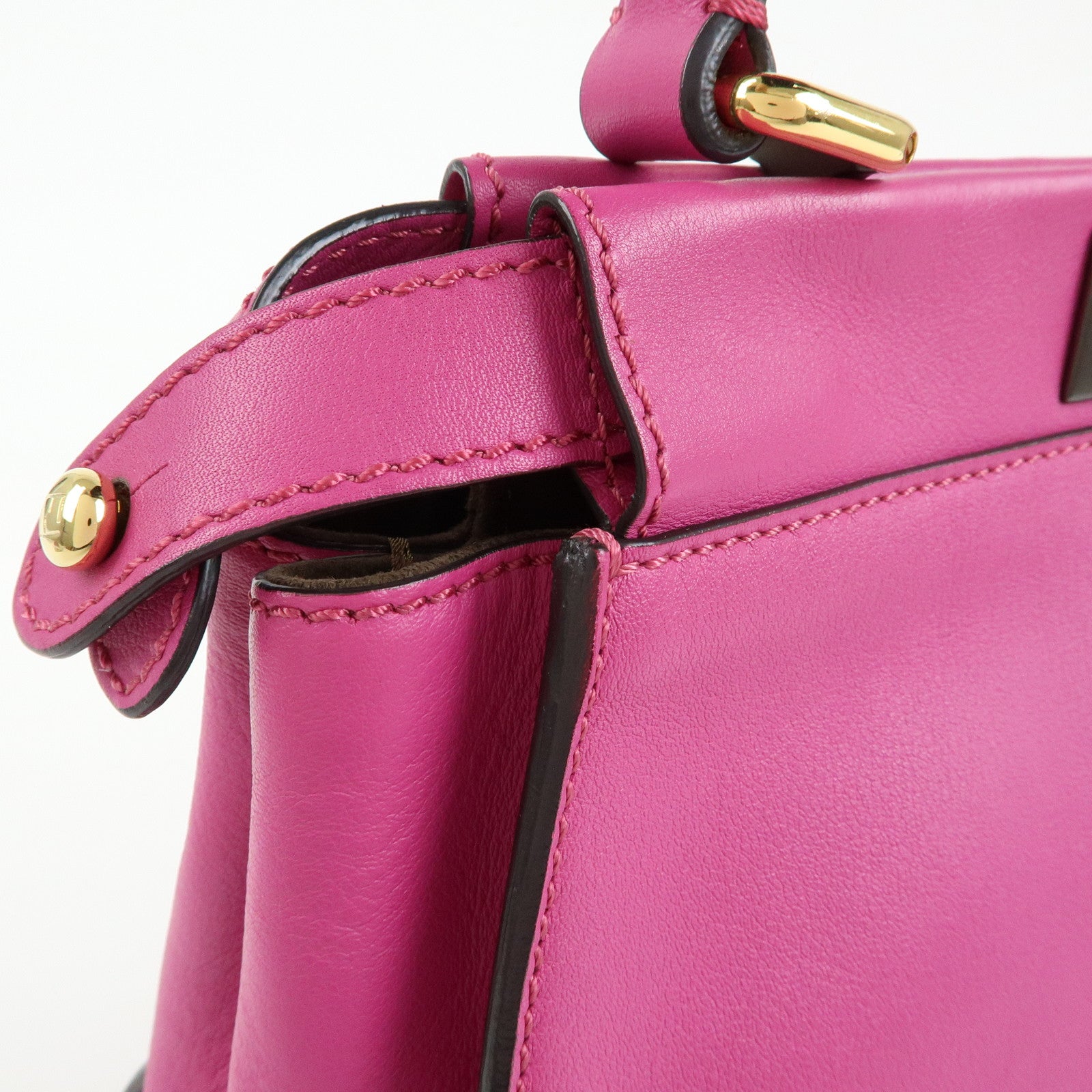 FENDI Peekaboo Leather 2Way Bag Hand Bag Shoulder Bag Pink 8BN290