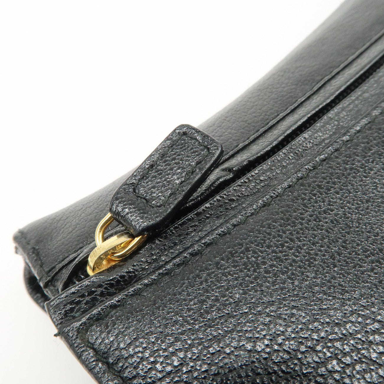 Christian Dior Leather Saddle Long Wallet Black Gold