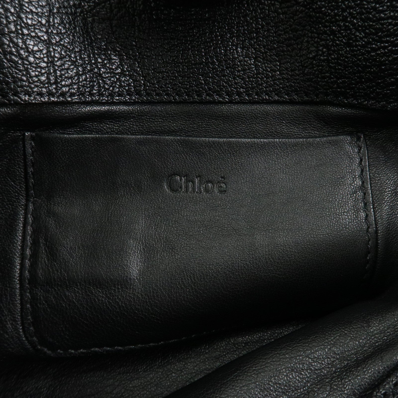 Chloe Leather Rhinestone Clutch Bag Hand Bag Black