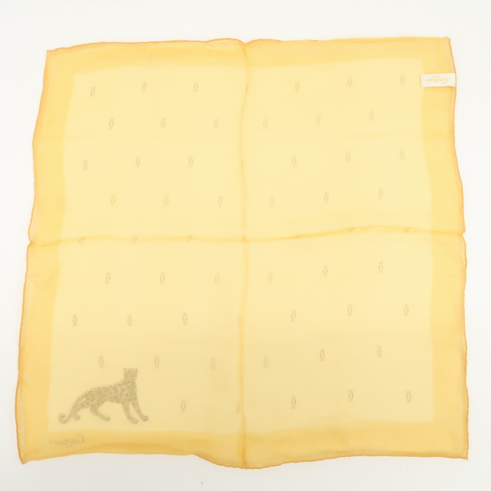 Cartier Logo Silk 100% Scarf Yellow