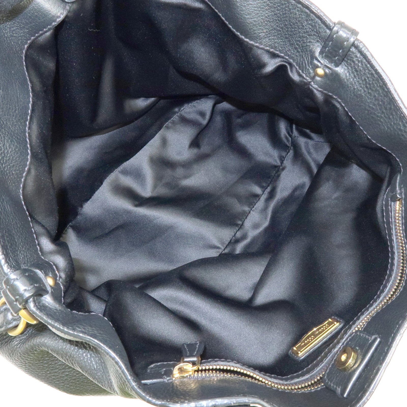 MIU MIU Logo Leather Tote Bag Shoulder Bag Black Gold