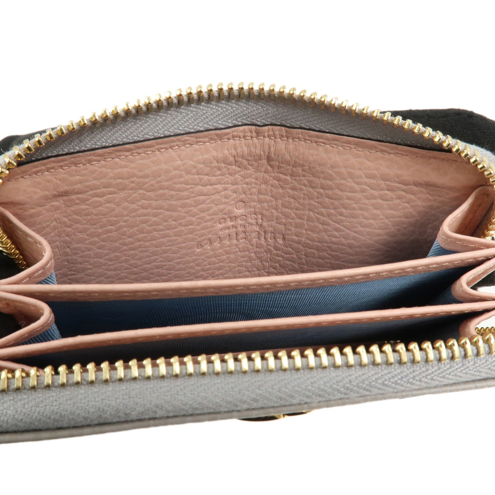 GUCCI GG Marmont Leather Round Zippy Coin Case Grey 644412