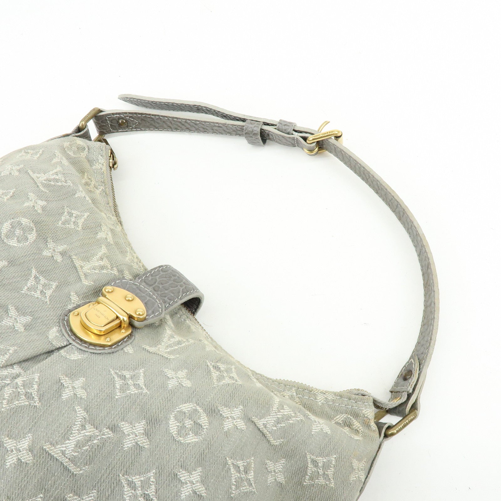 Louis Vuitton Slightly Denim Leather Shoulder Bag Gris M95384