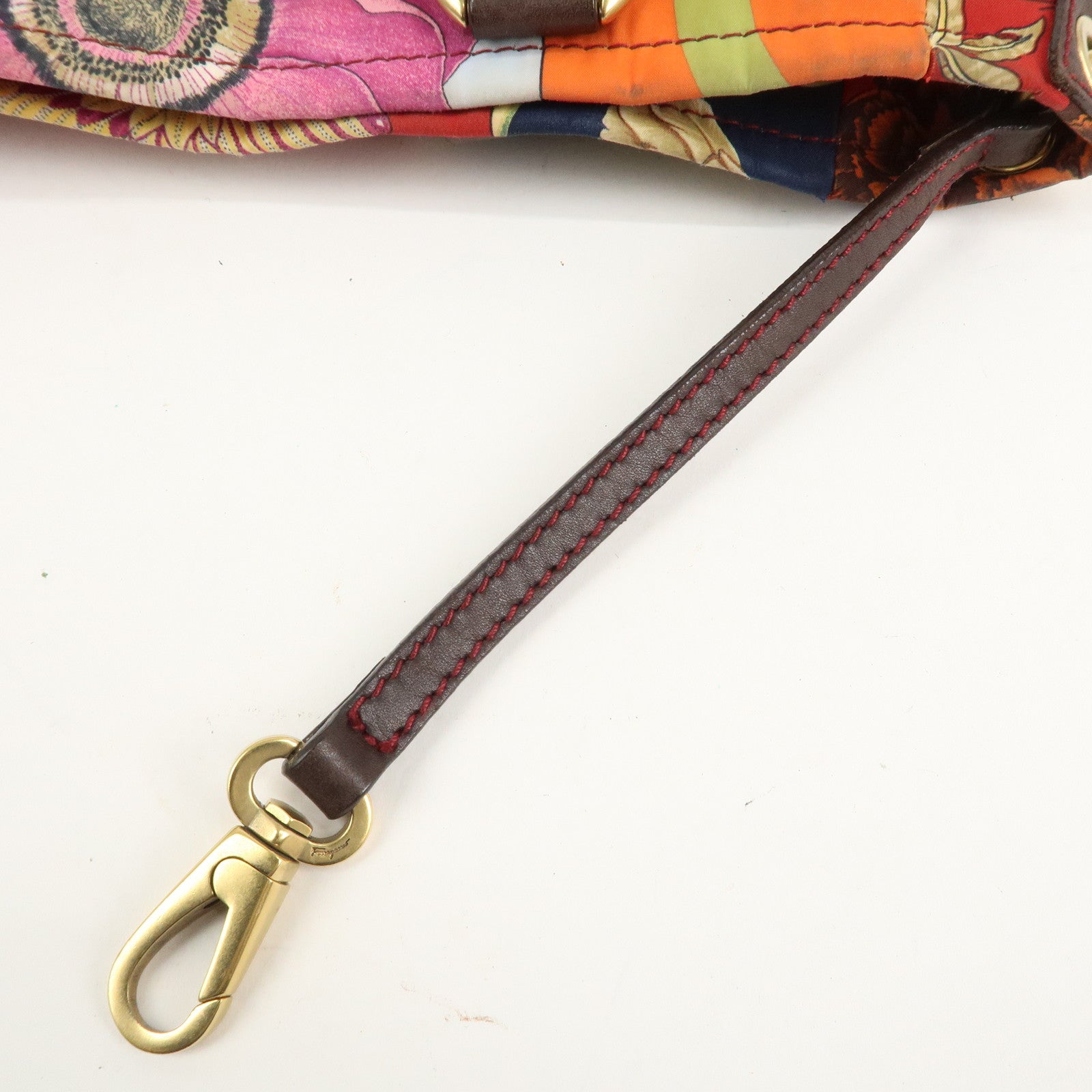 Ferragamo Gancini Leather Nylon Shoulder Bag Tote Bag Multicolor