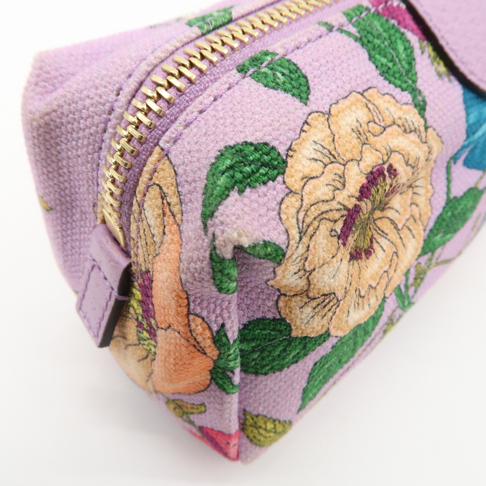 GUCCI GG Marmont Canvas Leather Pouch Flower Purple 577355