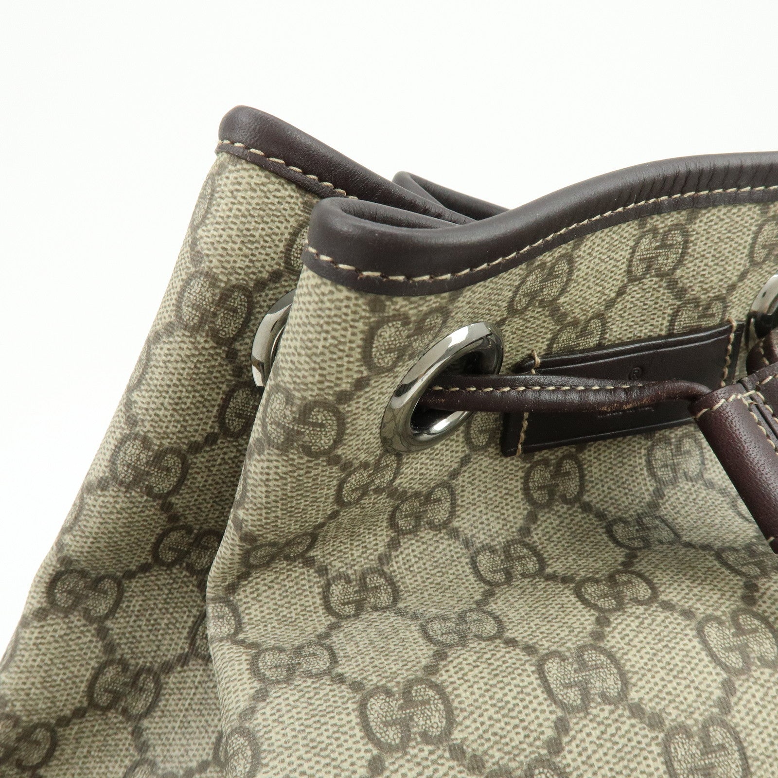 GUCCI GG Supreme Leather Backpack Rucksack Beige Brown 189745