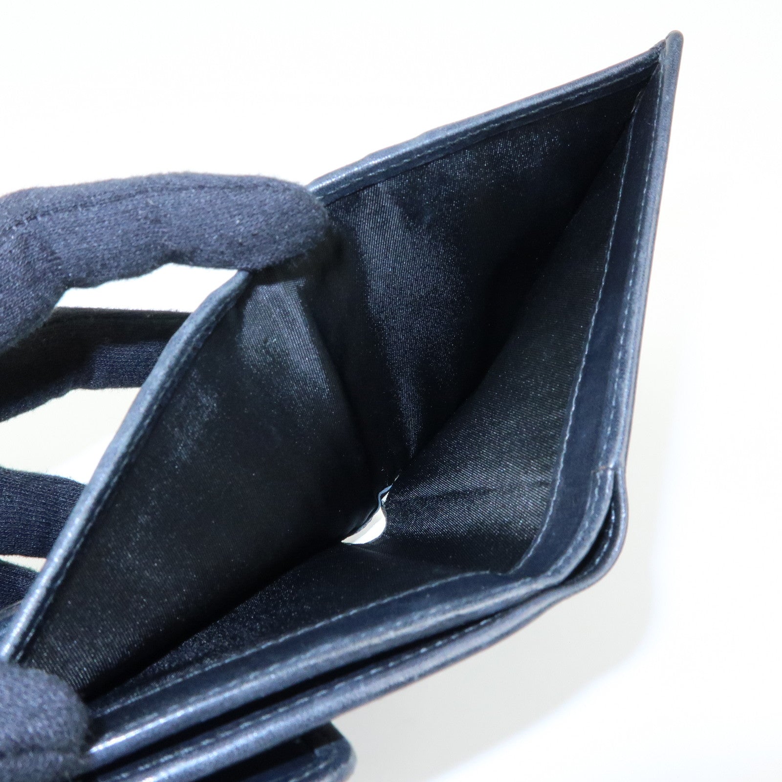 Christian Dior Cannage Lamb Skin Bi-fold Compact Wallet Black