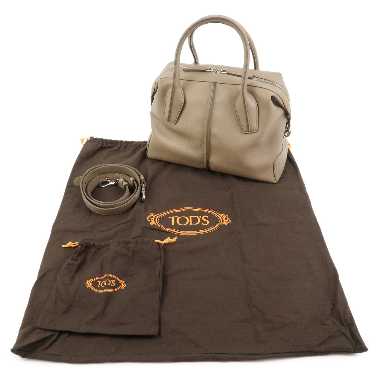 TOD'S D-Styling Leather 2Way Bag Hand Bag Shoulder Bag Brown