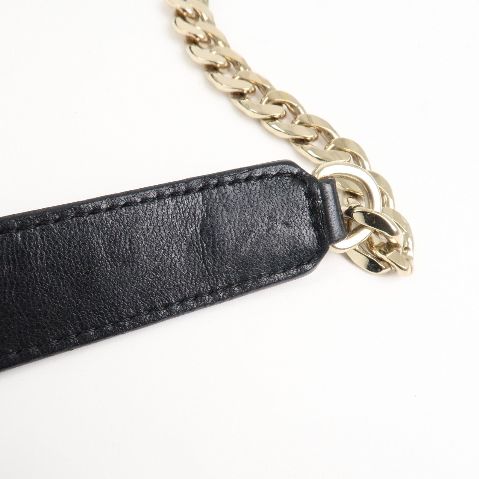 JIMMY CHOO Zodiac Leather Studs Shoulder Bag Black Gold HDW Used