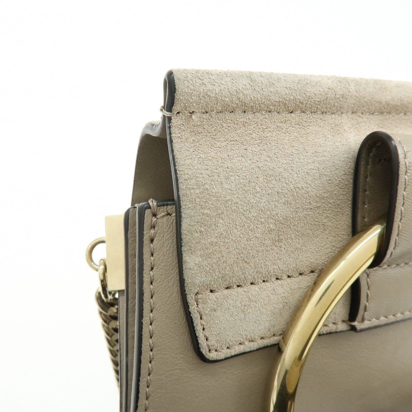 Chloe Faye Suede Leather Shoulder Bag Crossbody Bag Beige