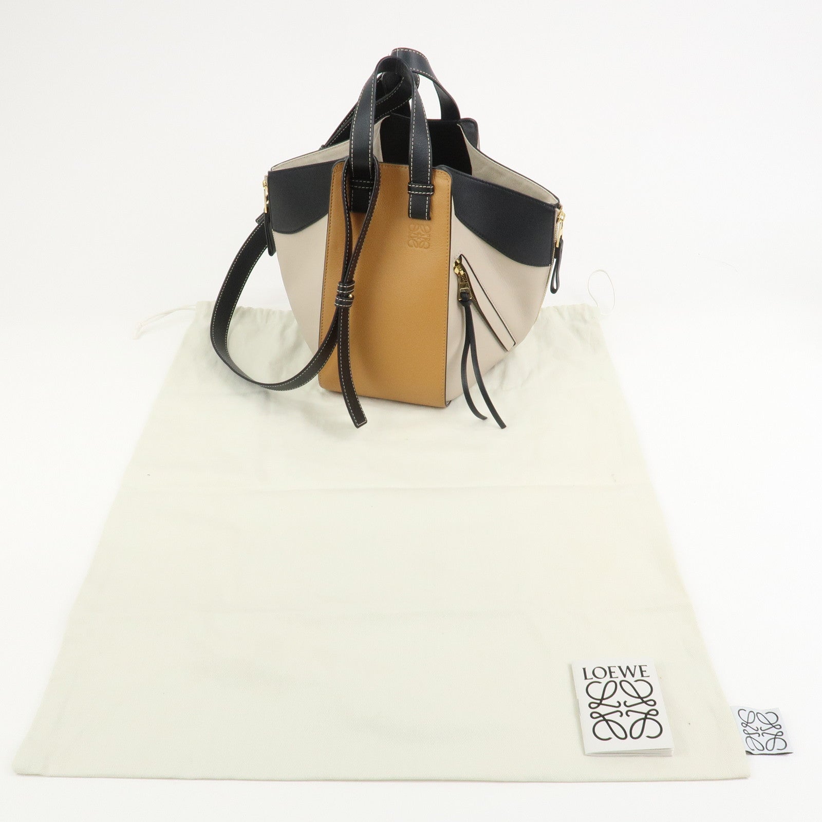 LOEWE Anagram Hammock Small Shoulder Bag Crossbody Bag Beige Black
