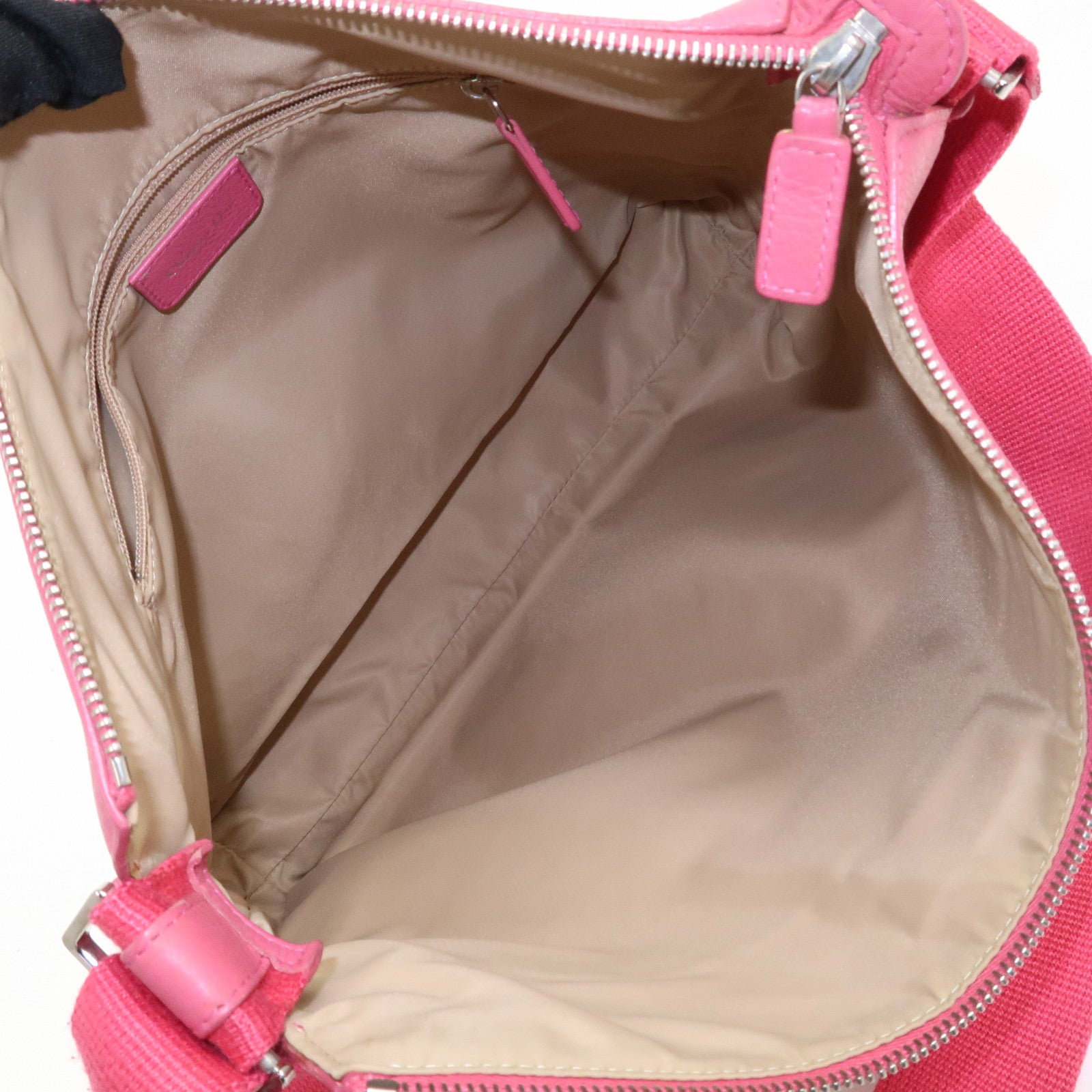 Christian Dior Trotter Canvas Leather Shoulder Bag Beige Pink