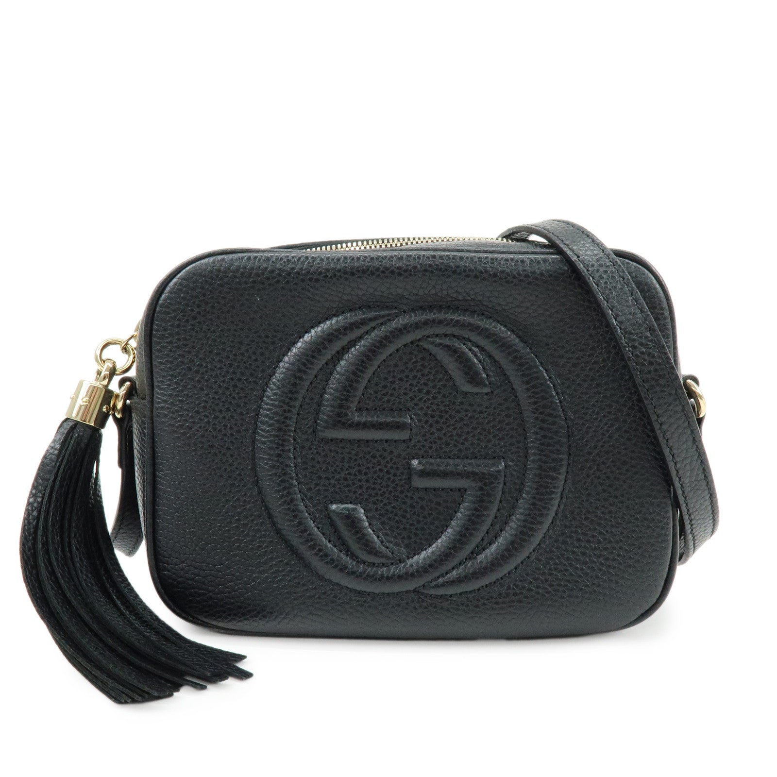 GUCCI SOHO Leather Small Disco Shoulder Crossbody Bag Black 722319