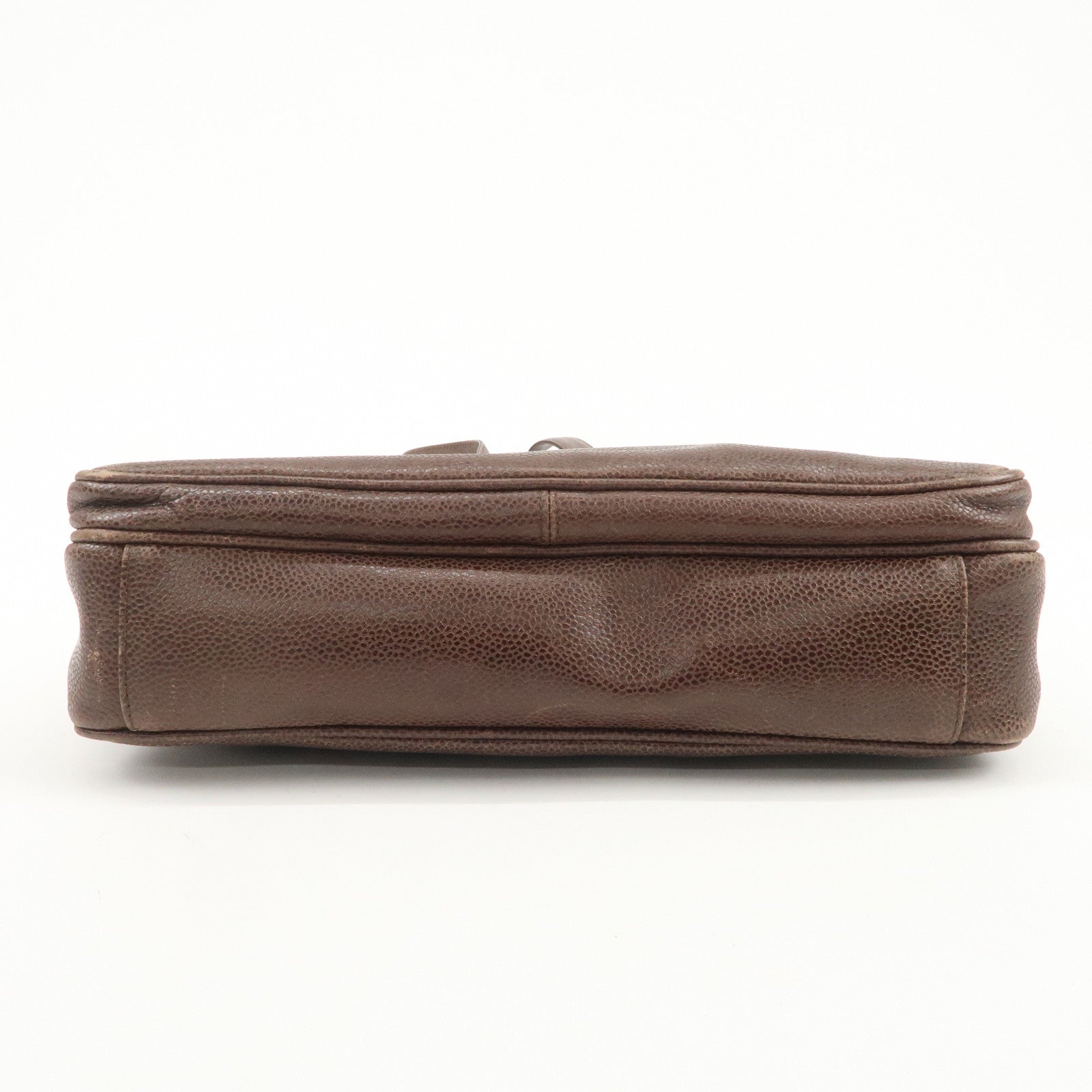 CHANEL COCO Mark Caviarskin Shoulder Bag Brown Gold