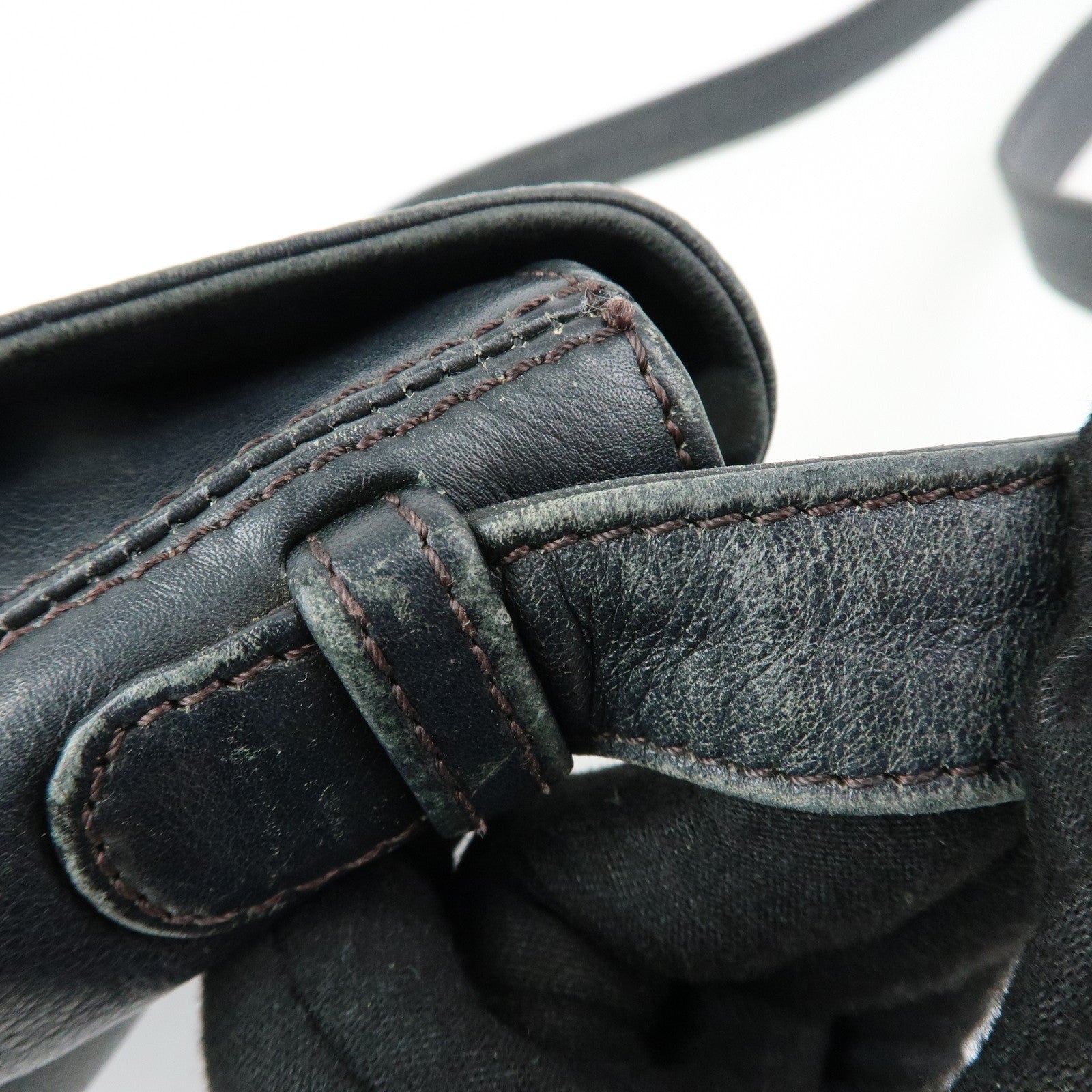 CHANEL Fringe COCO Mark Calf Leather Shoulder Crossbody Bag Black