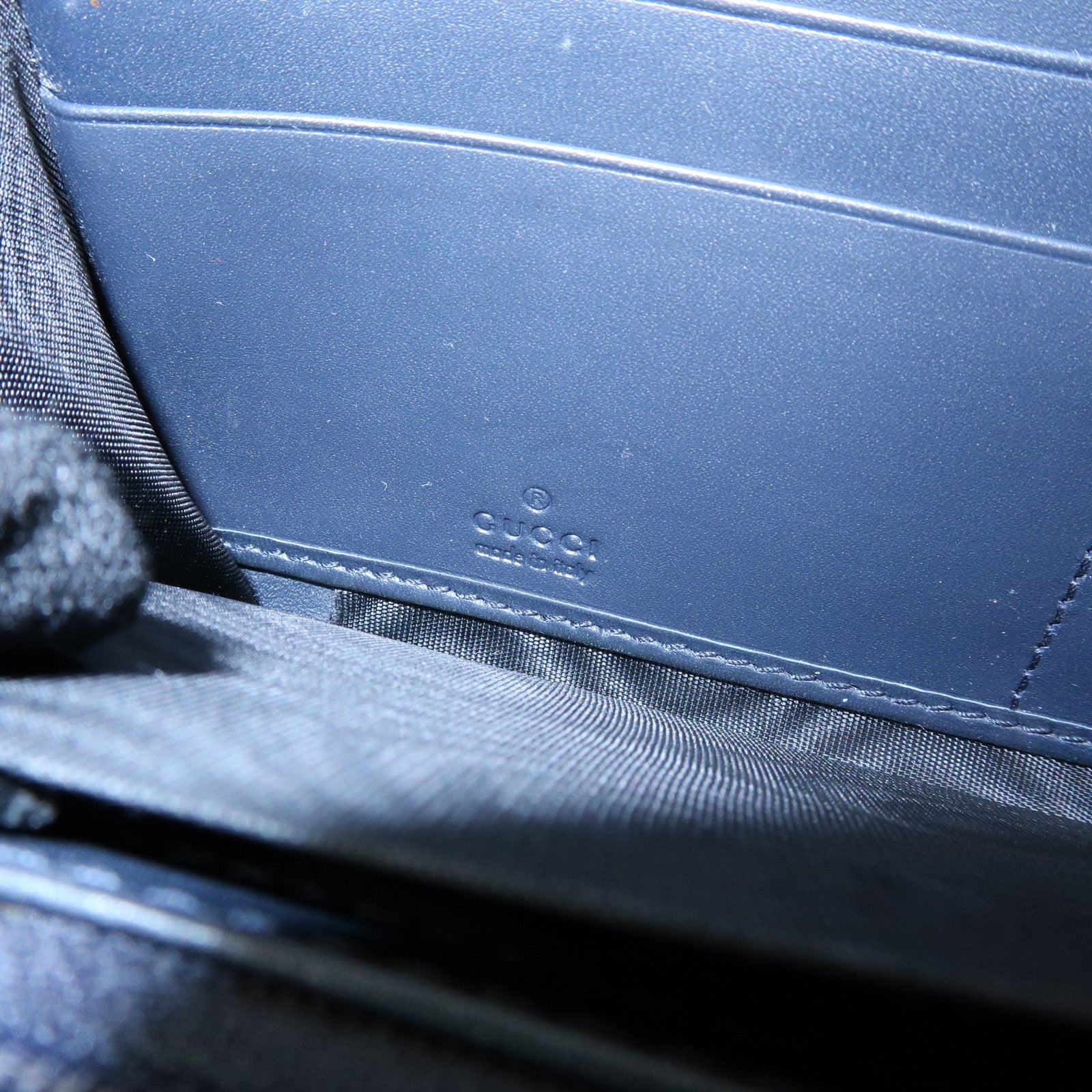 GUCCI Sherry GG Supreme Web Stripe Long Wallet Beige Navy 408831