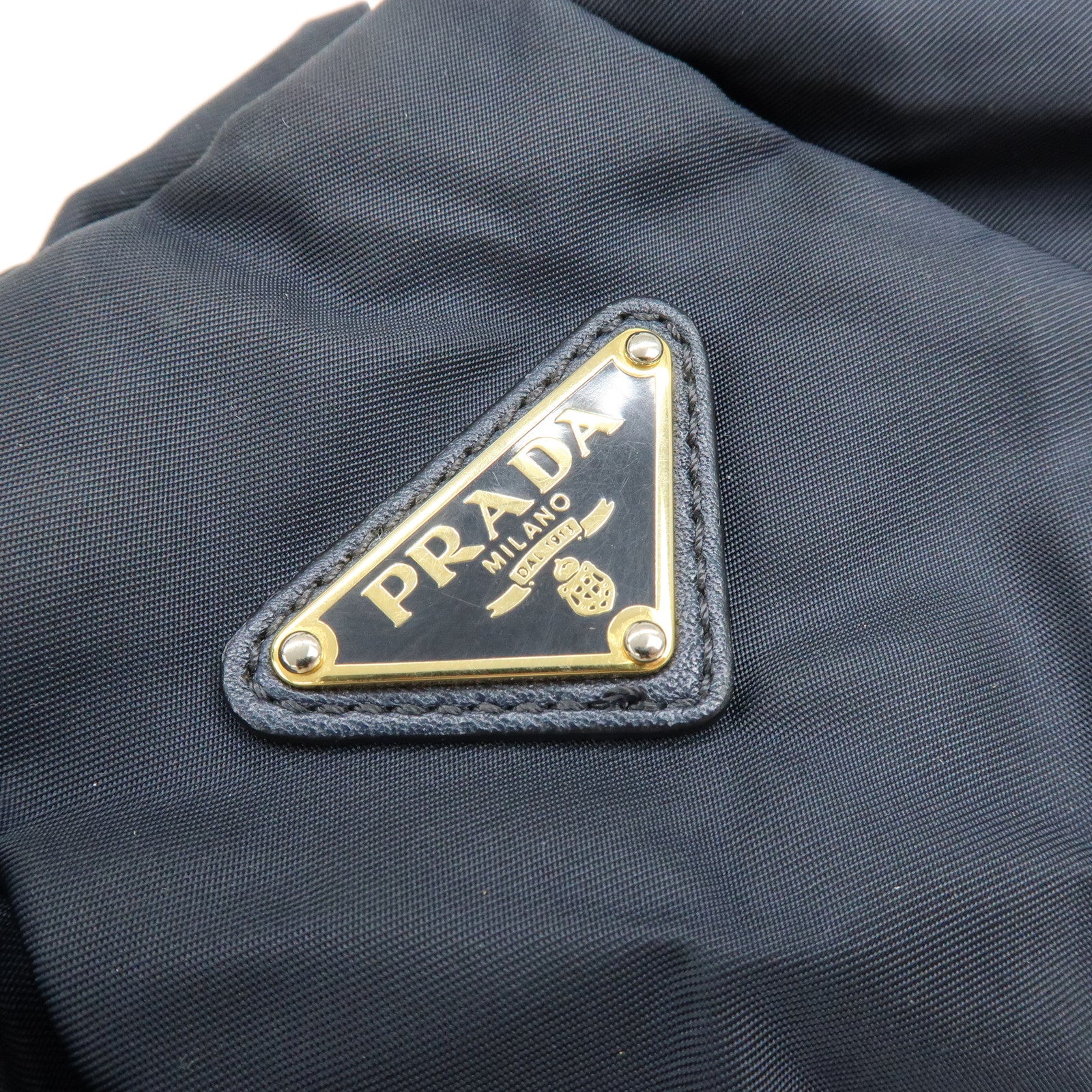 PRADA Triangle Logo Nylon Leather Shoulder Bag Hand Bag Navy