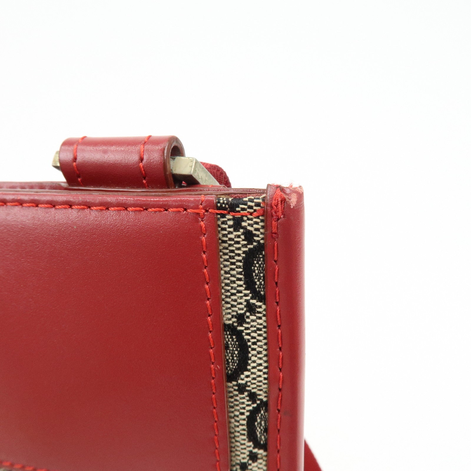 GUCCI GG Canvas Leather Shoulder Bag Beige Red 019・0348・200047