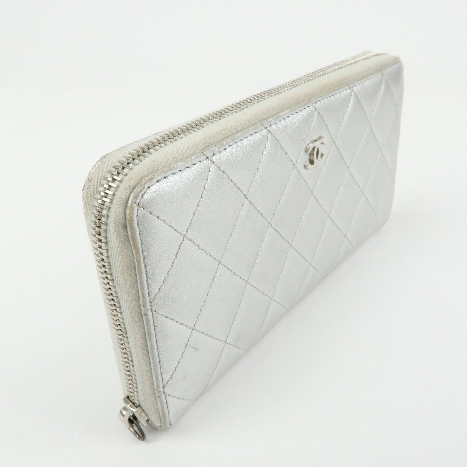 CHANEL Matelasse COCO Mark Lamb Skin Zippy Long Wallet A50097