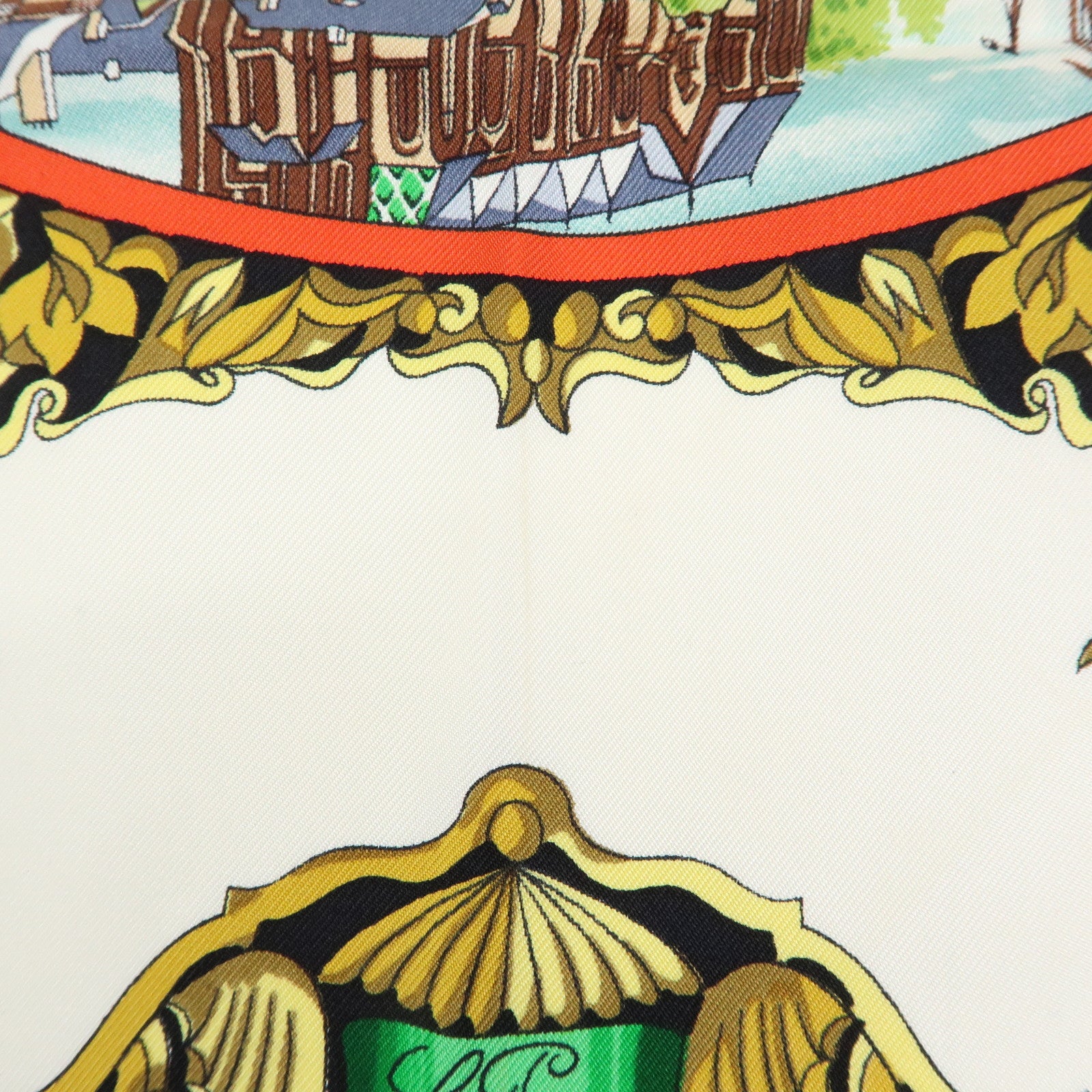 HERMES Carre 90 Silk100% Scarf L'Entente Cordiale Black White Green