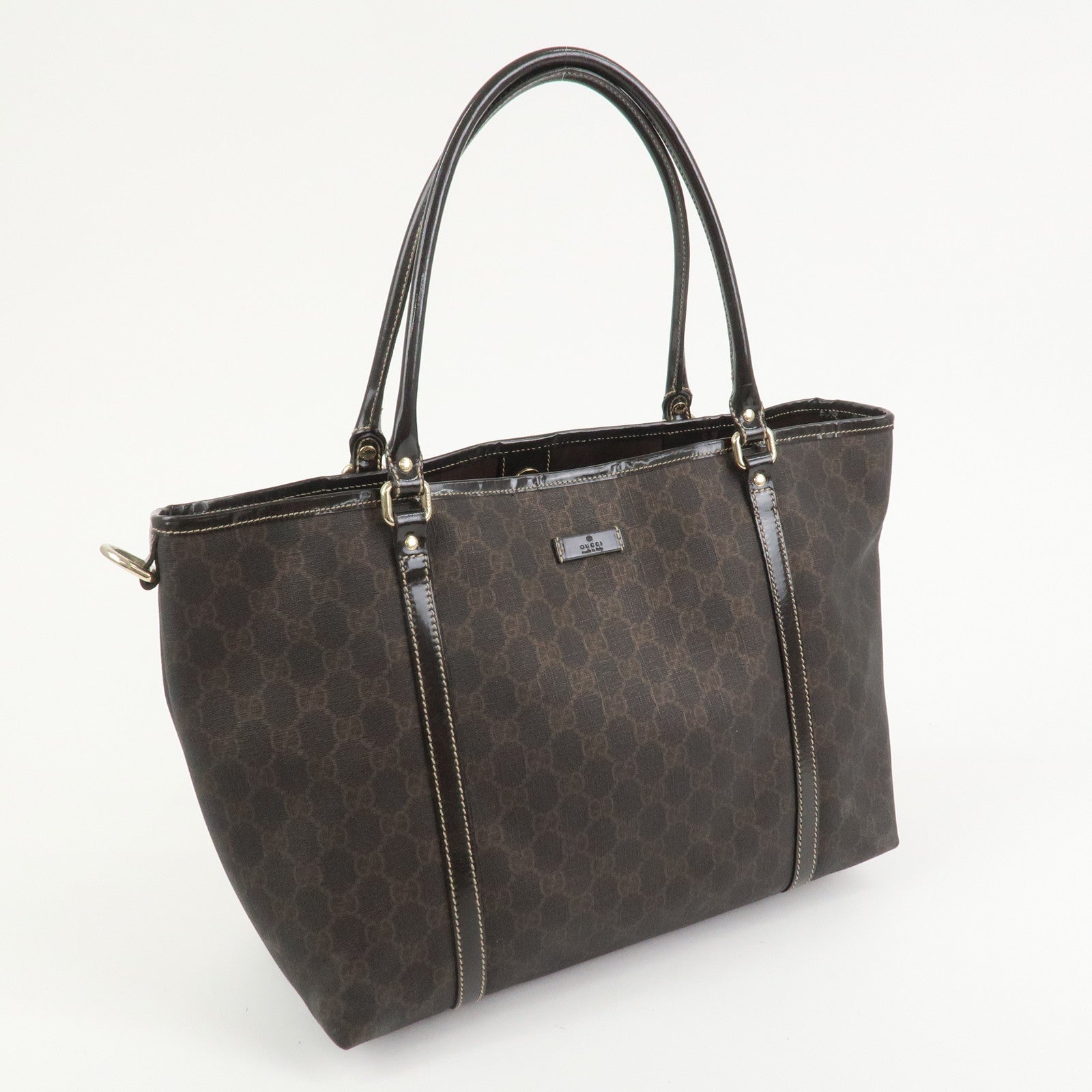 GUCCI GG Supreme Tote Bag Shoulder Bag Dark Brown 197953