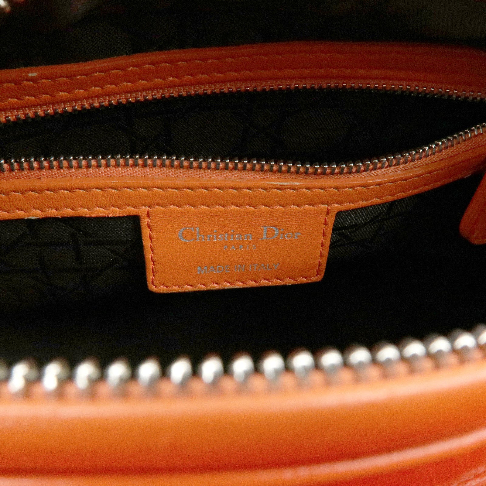 Christian Dior Lady Dior Cannage 2Way Hand Bag Shoulder Bag Orange