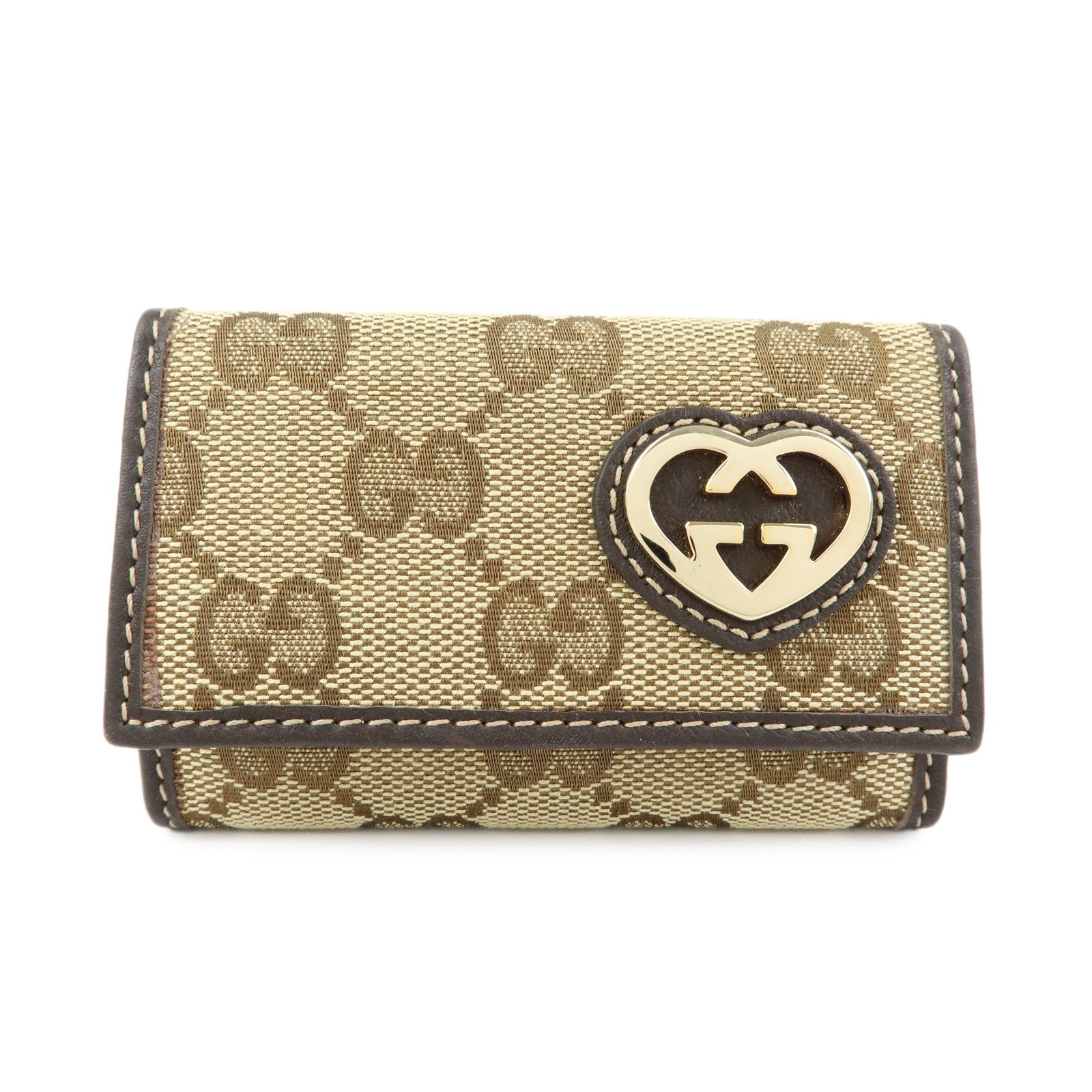 GUCCI Interlocking G Lovery Heart GG Canvas 6 Ring Key Case 257217