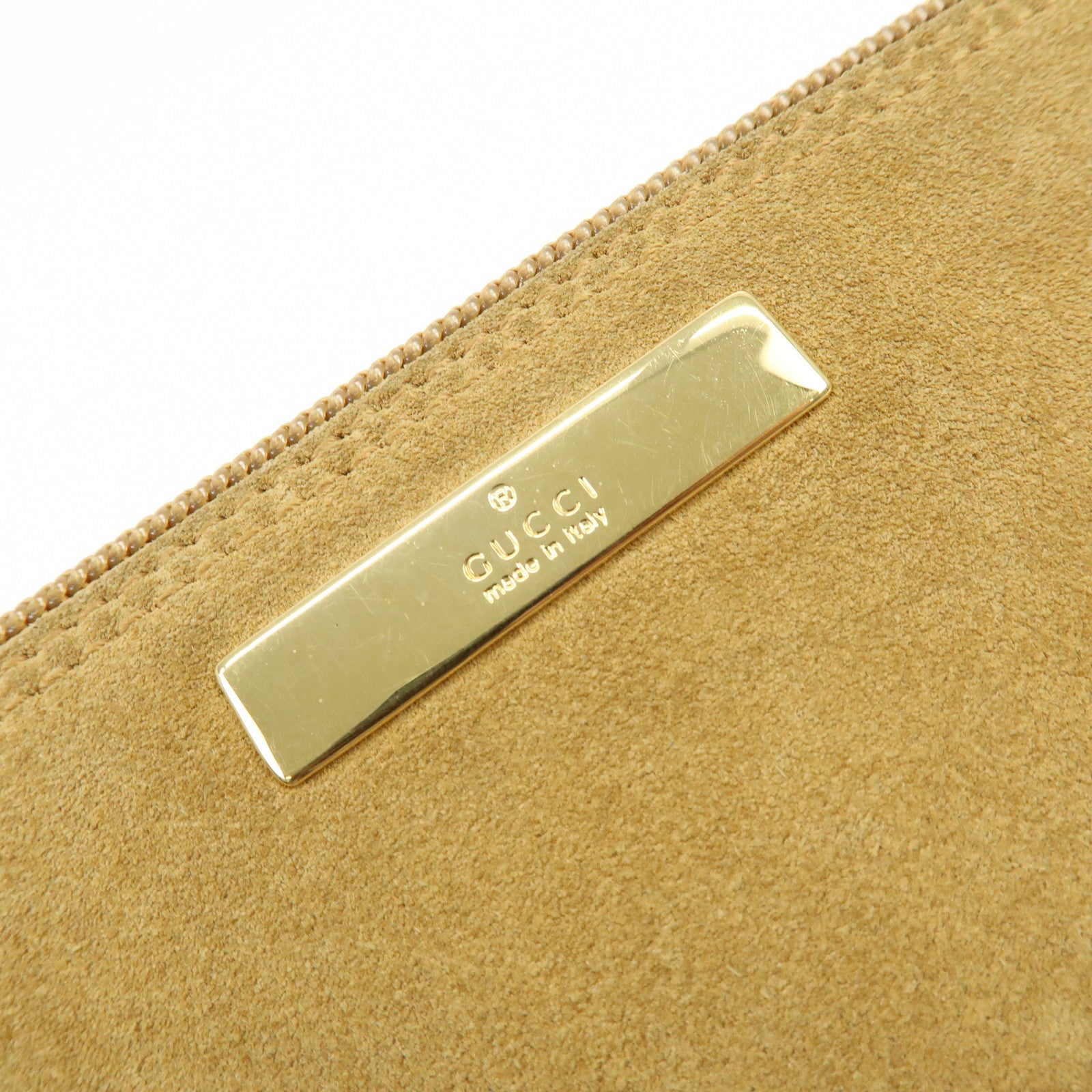 GUCCI Boat Bag Suede Leather Pouch Hand Bag Brown 039.1103