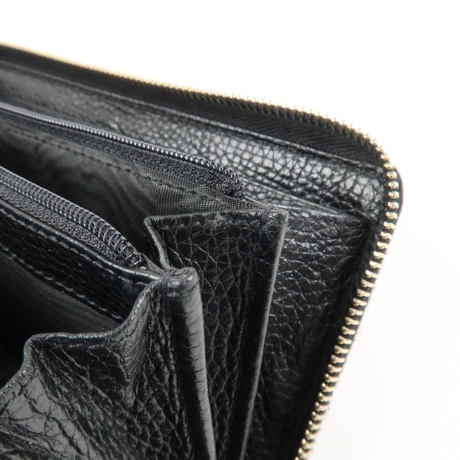 GUCCI SOHO Leather Zip Around Long Wallet Black Used