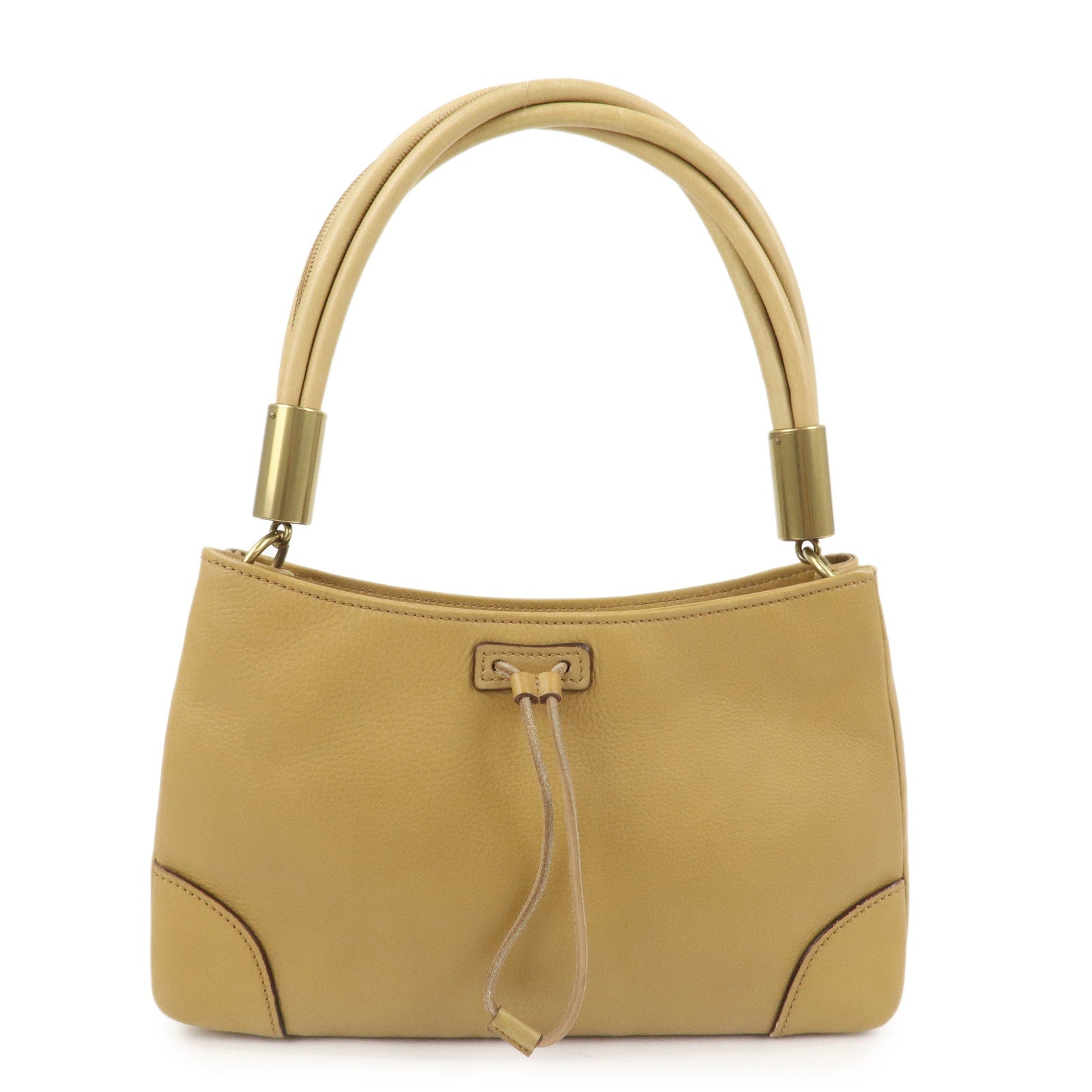 GUCCI Leather Shoulder Bag Hand Bag Beige 108964