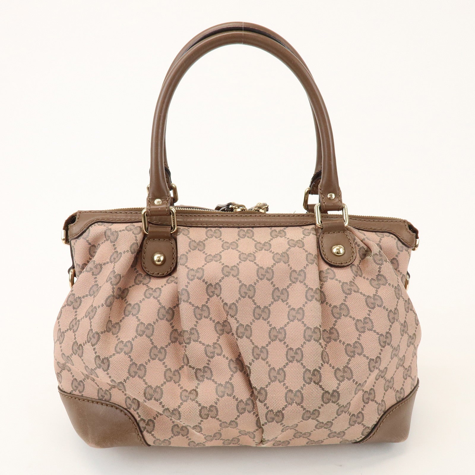 GUCCI Sukey Interlocking G GG Canvas Leather 2Way Bag Pink 247902