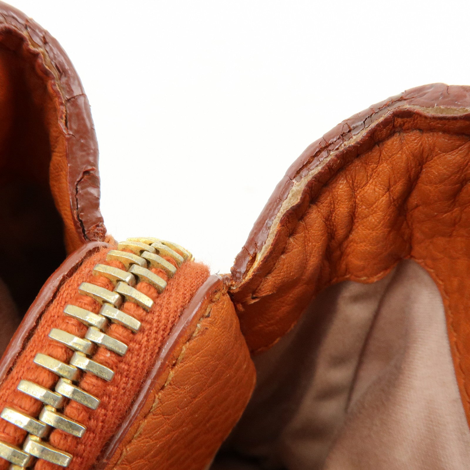 MIU MIU Logo Leather Hand Bag Tote Bag Orange