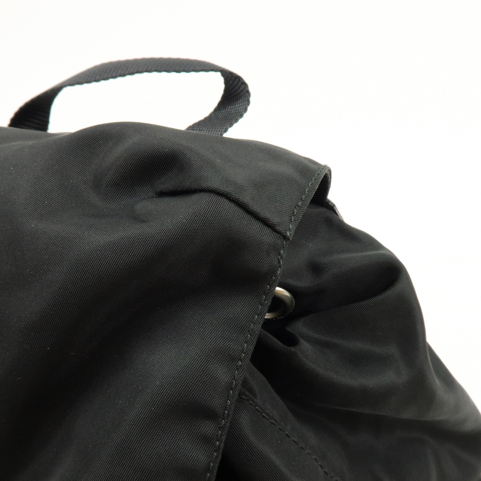 PRADA Logo Nylon Leather Back Pack Ruck Sack NERO Black 1BZ677