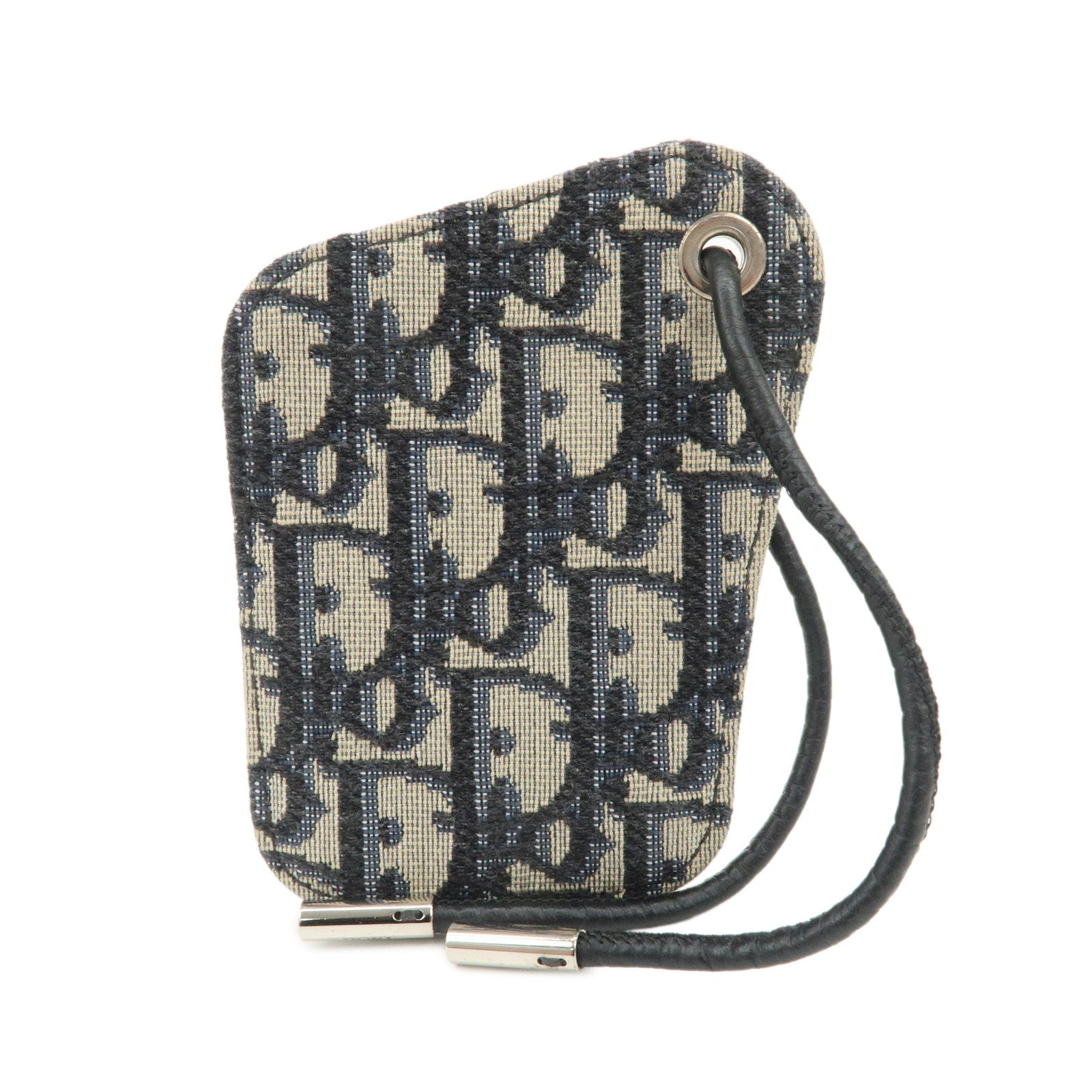 Christian Dior Oblique Jacquard Leather Card Case Card Holder Navy
