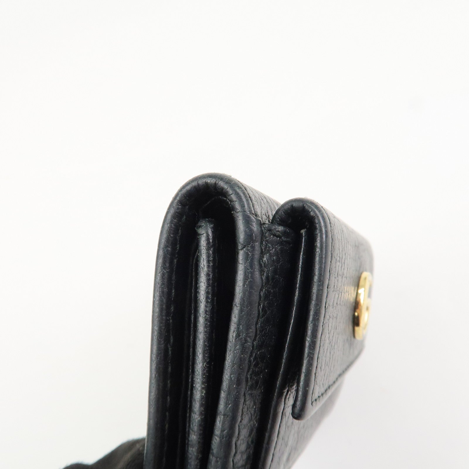 GUCCI GG Marmont Leather Tri-fold Compact Wallet Black 523277