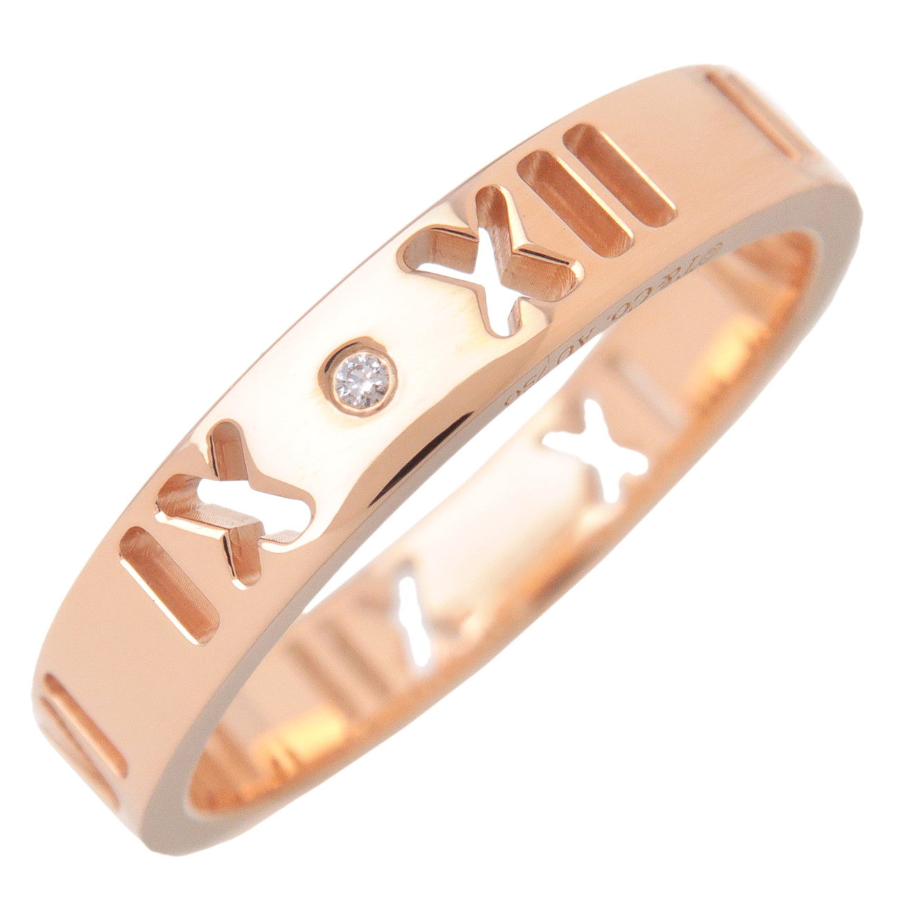 Tiffany & Co Pierced Atlas 4P Diamond Ring K18PG 750PG #11.5