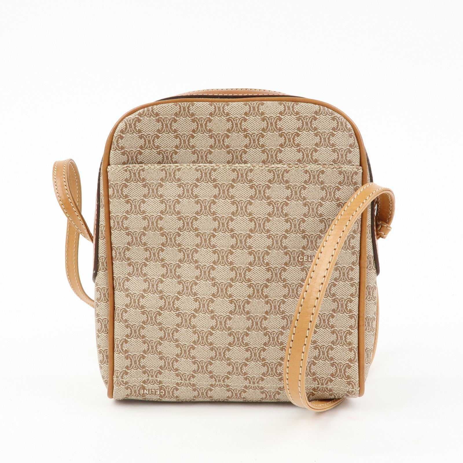 CELINE Macadam PVC Leather Mini Shoulder Crossbody Bag Beige