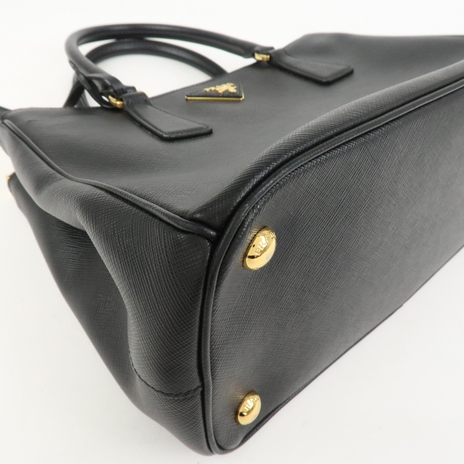 PRADA Triangle Logo Saffiano Leather 2Way Shoulder Bag Black BN2863