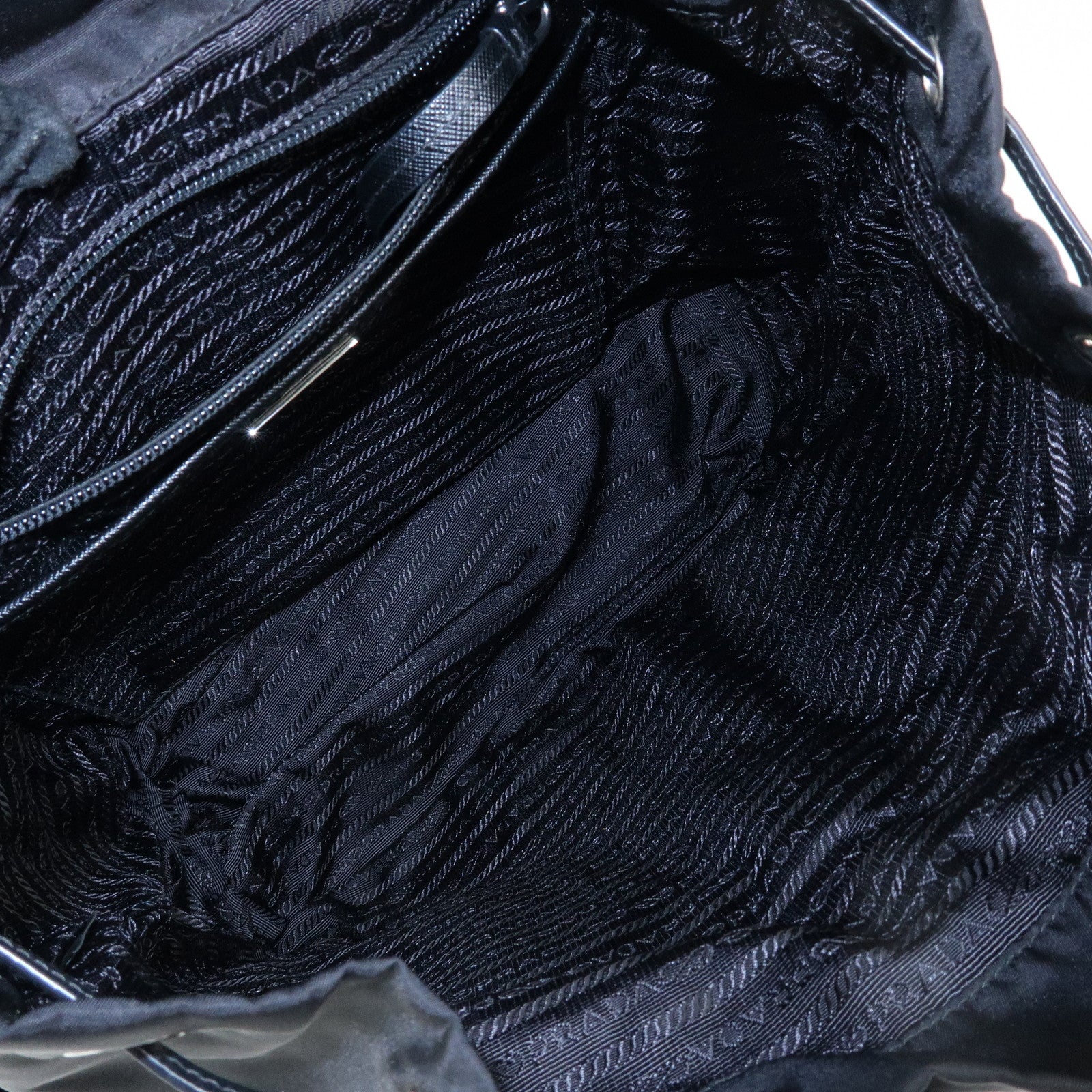 PRADA Triangle Logo Nylon Studs Backpack Rucksack Black 1BZ811