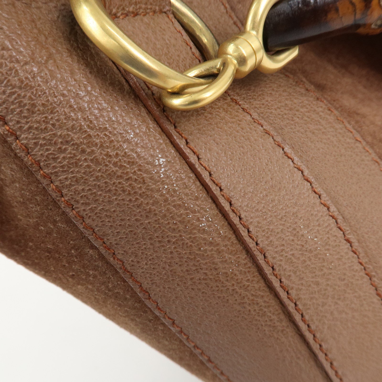 GUCCI Bamboo Suede Leather 2WAY Bag Hand Bag Brown 001・3754・1657