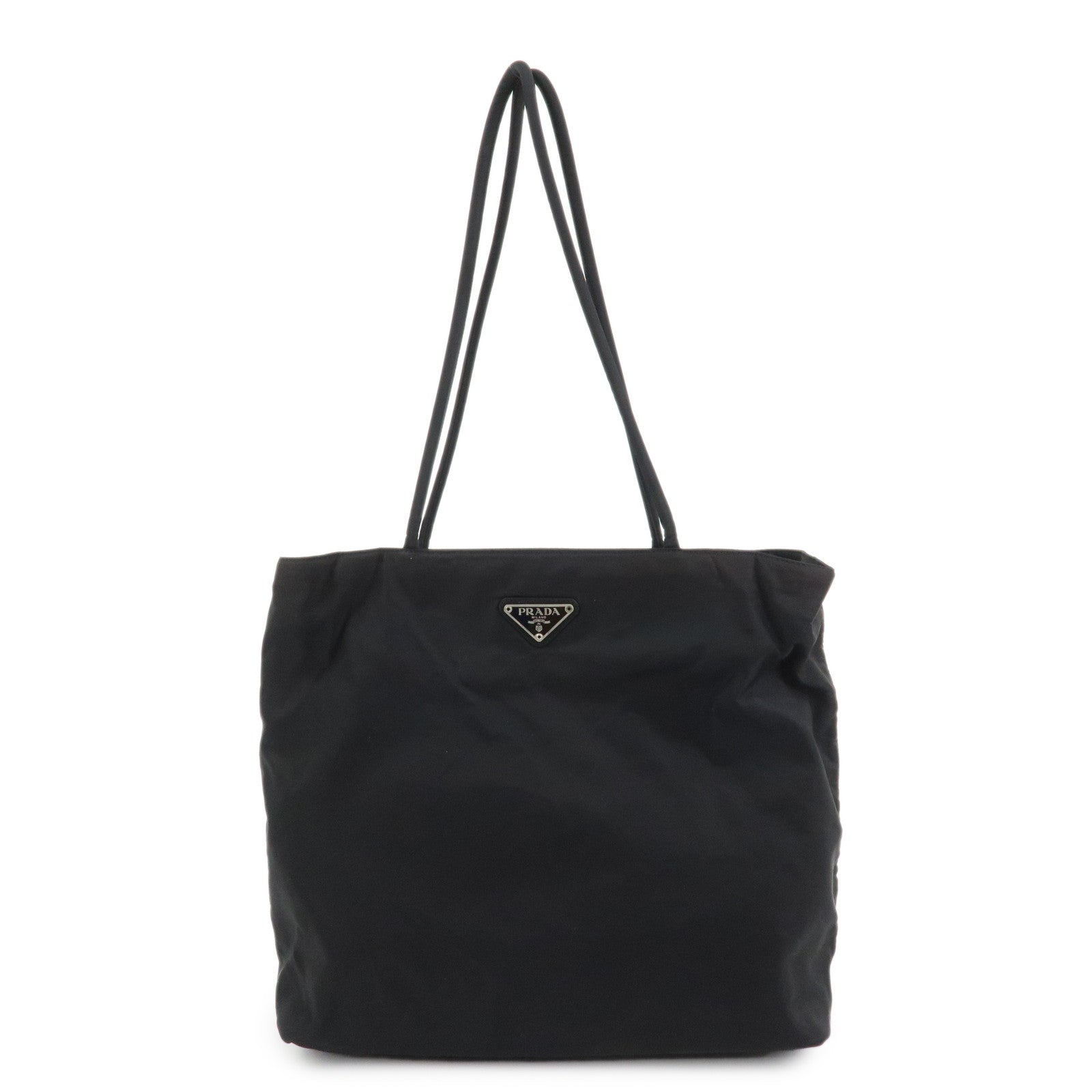 PRADA Triangle Logo Nylon Hand Bag Shoulder Bag Black H5692